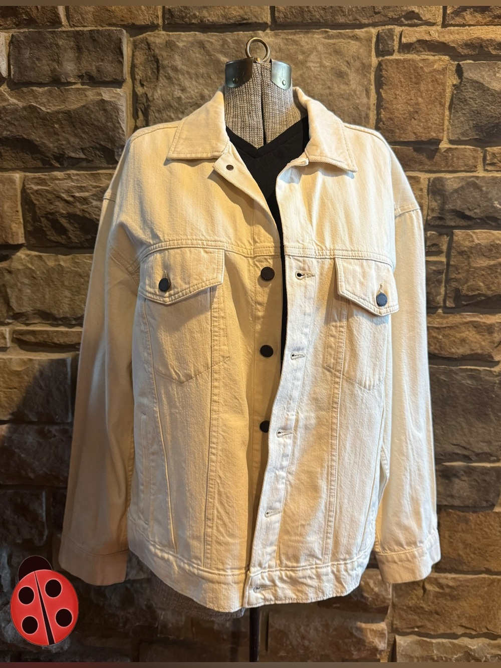 Banana Republic Classic Cream Denim Jacket -  Large